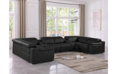 9762 DivanItalia Black 8-Piece Sectional – Top Grain Italian Leather with 2 Power Recliners and 2 ConsolesModel:  9762-BLACK-8PC-2PWR-U-SECTIONAL-GROUP